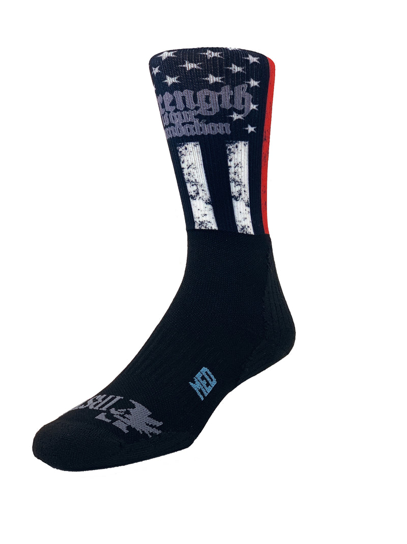 555 FITNESS: "STRENGTH IS OUR FOUNDATION" CREW SOCKS