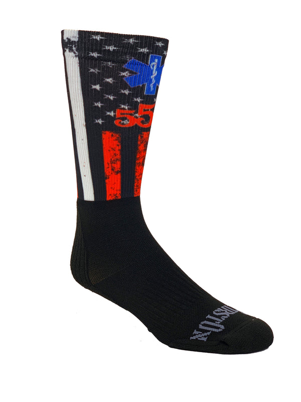 555 FITNESS: EMS RED AND WHITE STRIPE SOCK